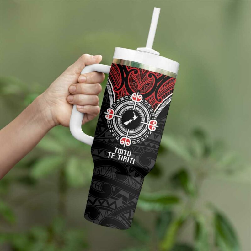 Aotearoa Proud To Be Maori New Zealand Fight Together Custom Stanley Quencher 40oz Stainless Steel Tumbler With Handle - Threewoofs - Image 4