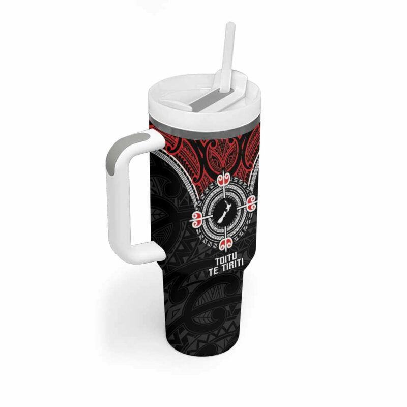 Aotearoa Proud To Be Maori New Zealand Fight Together Custom Stanley Quencher 40oz Stainless Steel Tumbler With Handle - Threewoofs - Image 3
