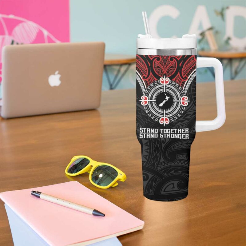 Aotearoa Proud To Be Maori New Zealand Fight Together Custom Stanley Quencher 40oz Stainless Steel Tumbler With Handle - Threewoofs - Image 5