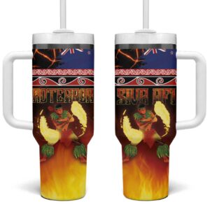 Aotearoa Siva Afi Tribal Performers of Aotearoa Fire Knife Dancing Custom Stanley Quencher 40oz Stainless Steel Tumbler With Handle - Threewoofs