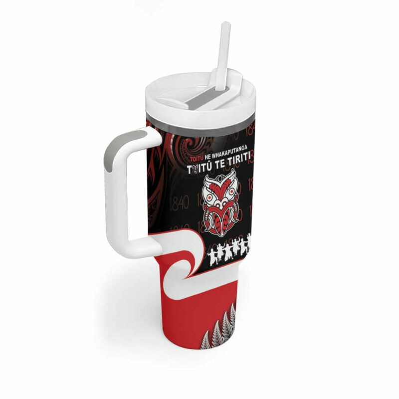 Aotearoa Toitu He Whakaputanga Toitu Te Tiriti O Waitangi Custom Stanley Quencher 40oz Stainless Steel Tumbler With Handle - Threewoofs - Image 2