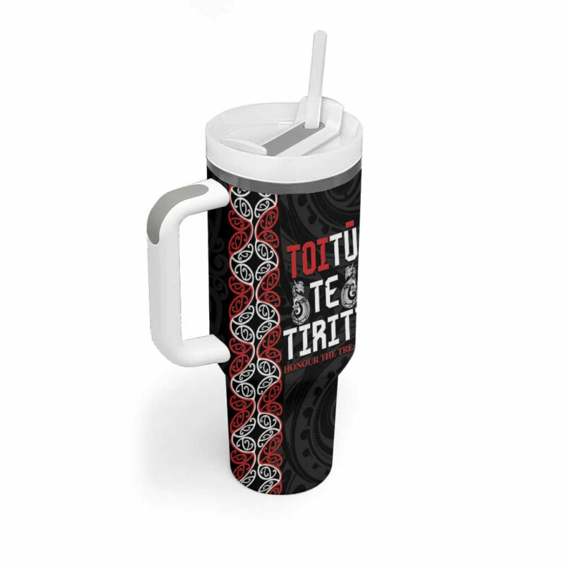 Aotearoa Toitu Te Tiriti Honour The Treaty Maori Haka Custom Stanley Quencher 40oz Stainless Steel Tumbler With Handle - Threewoofs - Image 2