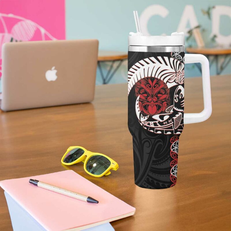 Aotearoa Toitu Te Tiriti Honour The Treaty Maori Haka Custom Stanley Quencher 40oz Stainless Steel Tumbler With Handle - Threewoofs - Image 5