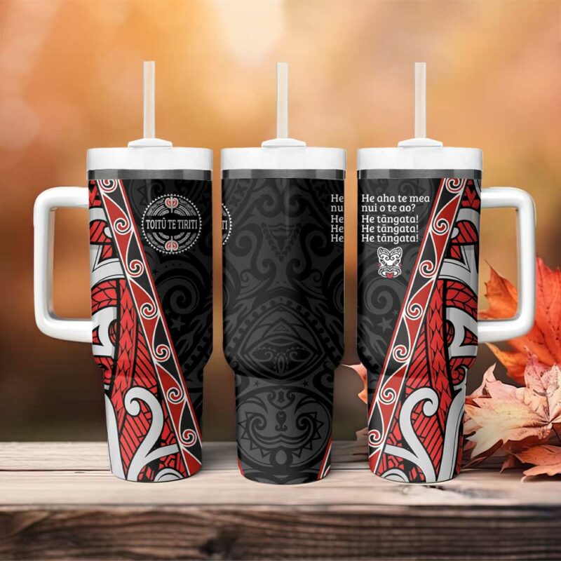 Aotearoa Toitu Te Tiriti Honour The Treaty New Zealand Custom Stanley Quencher 40oz Stainless Steel Tumbler With Handle - Threewoofs - Image 4