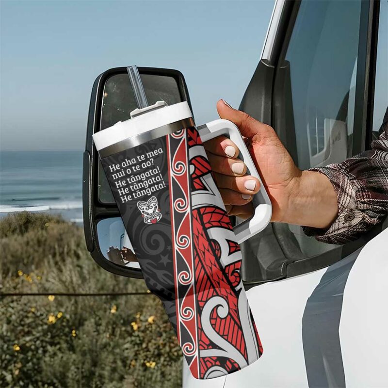 Aotearoa Toitu Te Tiriti Honour The Treaty New Zealand Custom Stanley Quencher 40oz Stainless Steel Tumbler With Handle - Threewoofs - Image 7