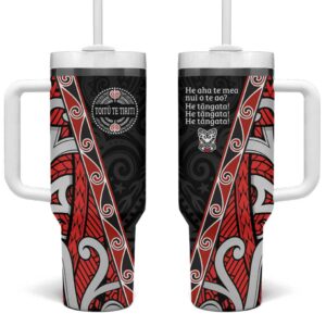 Aotearoa Toitu Te Tiriti Honour The Treaty New Zealand Custom Stanley Quencher 40oz Stainless Steel Tumbler With Handle - Threewoofs