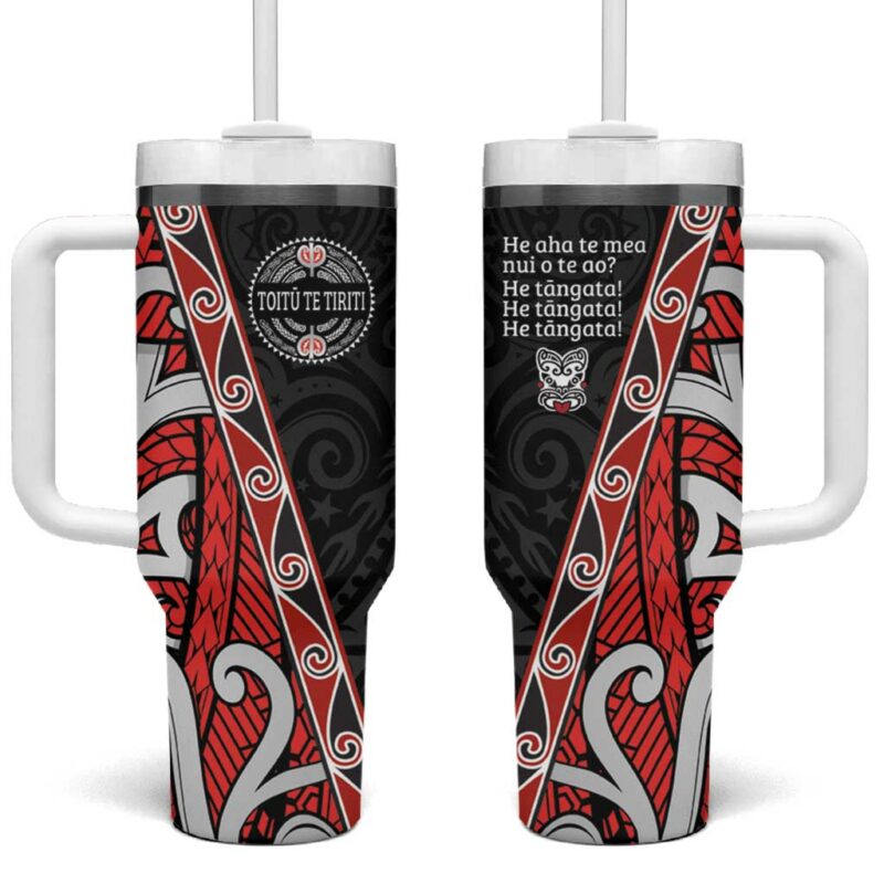 Aotearoa Toitu Te Tiriti Honour The Treaty New Zealand Custom Stanley Quencher 40oz Stainless Steel Tumbler With Handle - Threewoofs