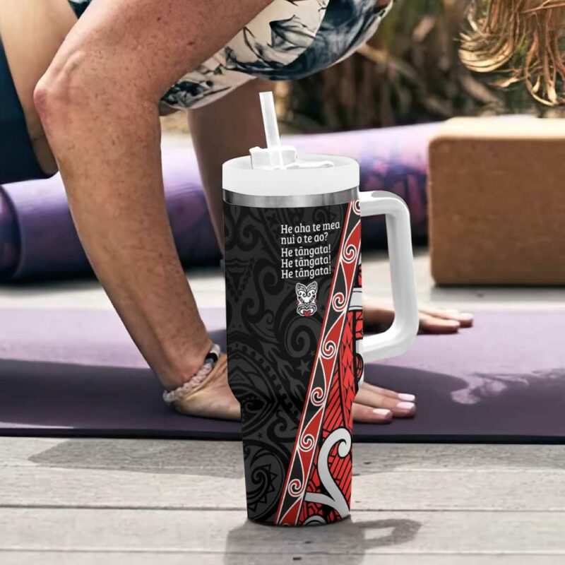 Aotearoa Toitu Te Tiriti Honour The Treaty New Zealand Custom Stanley Quencher 40oz Stainless Steel Tumbler With Handle - Threewoofs - Image 6