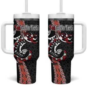 Aotearoa Toitu Te Tiriti Maori Taniwha Haka Honour the Treaty Custom Stanley Quencher 40oz Stainless Steel Tumbler With Handle - Threewoofs
