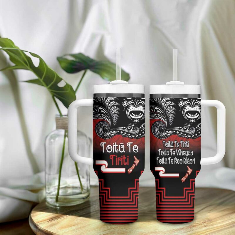 Aotearoa Toitu Te Tiriti New Zealand Honour the Treaty Fight Together Custom Stanley Quencher 40oz Stainless Steel Tumbler With Handle - Threewoofs - Image 9