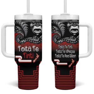 Aotearoa Toitu Te Tiriti New Zealand Honour the Treaty Fight Together Custom Stanley Quencher 40oz Stainless Steel Tumbler With Handle - Threewoofs