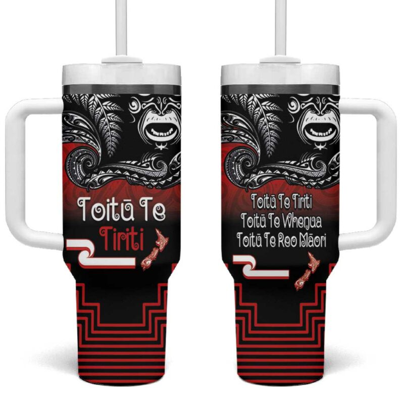 Aotearoa Toitu Te Tiriti New Zealand Honour the Treaty Fight Together Custom Stanley Quencher 40oz Stainless Steel Tumbler With Handle - Threewoofs