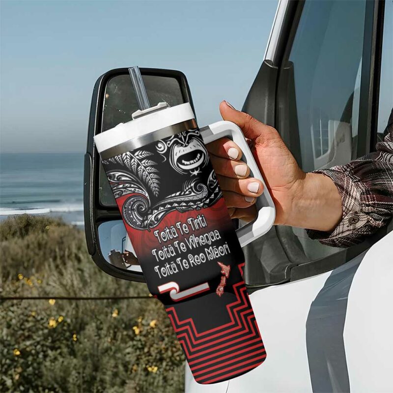 Aotearoa Toitu Te Tiriti New Zealand Honour the Treaty Fight Together Custom Stanley Quencher 40oz Stainless Steel Tumbler With Handle - Threewoofs - Image 7