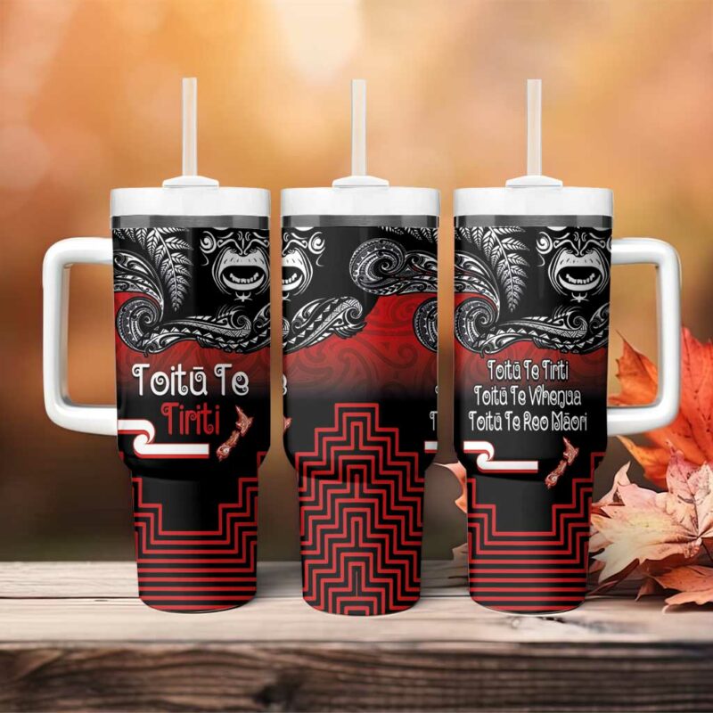 Aotearoa Toitu Te Tiriti New Zealand Honour the Treaty Fight Together Custom Stanley Quencher 40oz Stainless Steel Tumbler With Handle - Threewoofs - Image 4