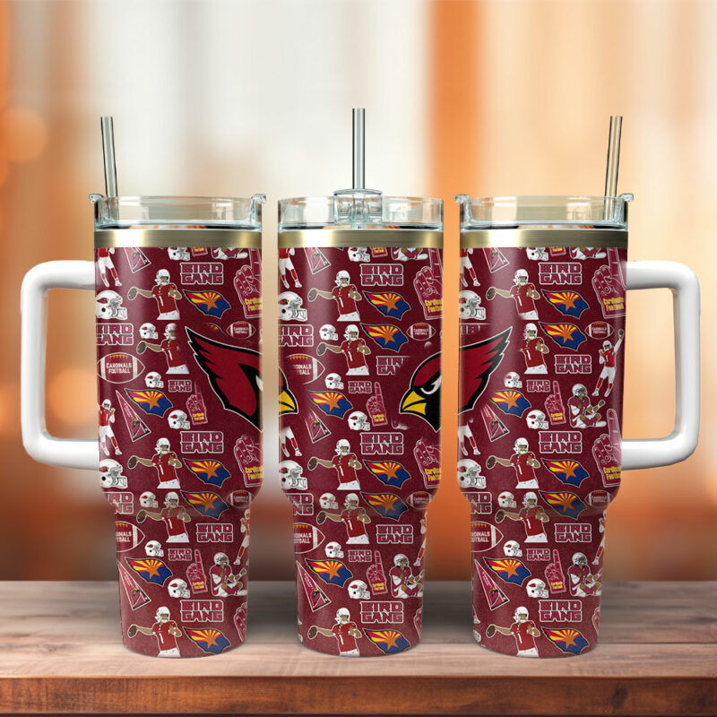 Arizona Cardinals NFL Custom Stanley Quencher 40oz Stainless Steel Tumbler With Handle - Threewoofs