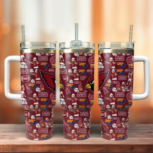 Arizona Cardinals NFL Custom Stanley Quencher 40oz Stainless Steel Tumbler With Handle - Threewoofs