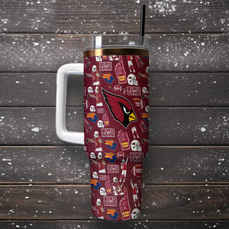 Arizona Cardinals NFL Custom Stanley Quencher 40oz Stainless Steel Tumbler With Handle - Threewoofs - Image 2