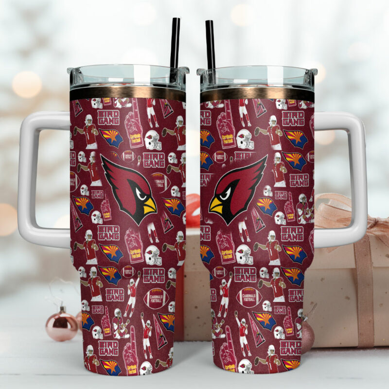 Arizona Cardinals NFL Custom Stanley Quencher 40oz Stainless Steel Tumbler With Handle - Threewoofs - Image 4