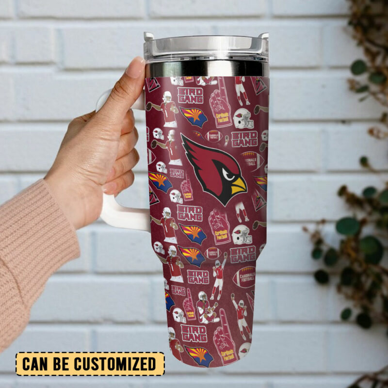 Arizona Cardinals NFL Custom Stanley Quencher 40oz Stainless Steel Tumbler With Handle - Threewoofs - Image 3