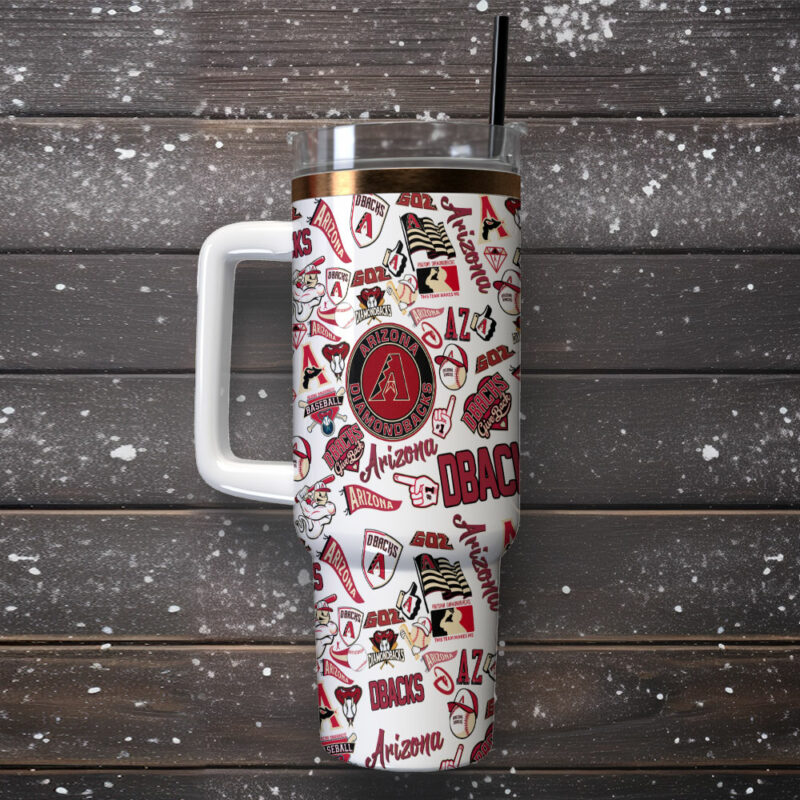 Arizona Diamondbacks MLB Sports Custom Stanley Quencher 40oz Stainless Steel Tumbler With Handle - Threewoofs - Image 2