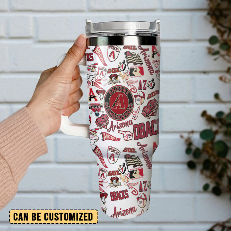 Arizona Diamondbacks MLB Sports Custom Stanley Quencher 40oz Stainless Steel Tumbler With Handle - Threewoofs - Image 3