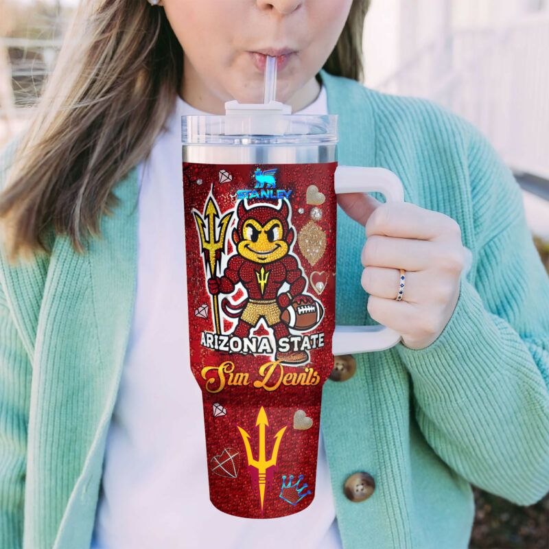 Arizona State Sun Devils NCAA Sports Custom Stanley Quencher 40oz Stainless Steel Tumbler With Handle - Threewoofs - Image 3