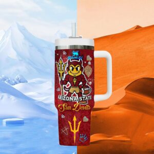 Arizona State Sun Devils NCAA Sports Custom Stanley Quencher 40oz Stainless Steel Tumbler With Handle - Threewoofs