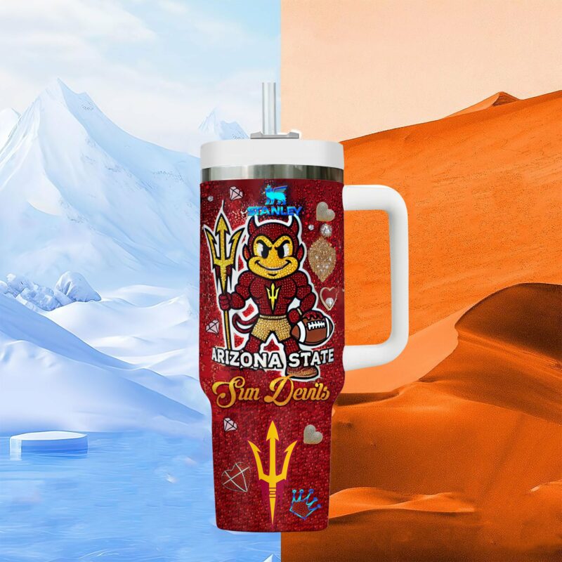 Arizona State Sun Devils NCAA Sports Custom Stanley Quencher 40oz Stainless Steel Tumbler With Handle - Threewoofs