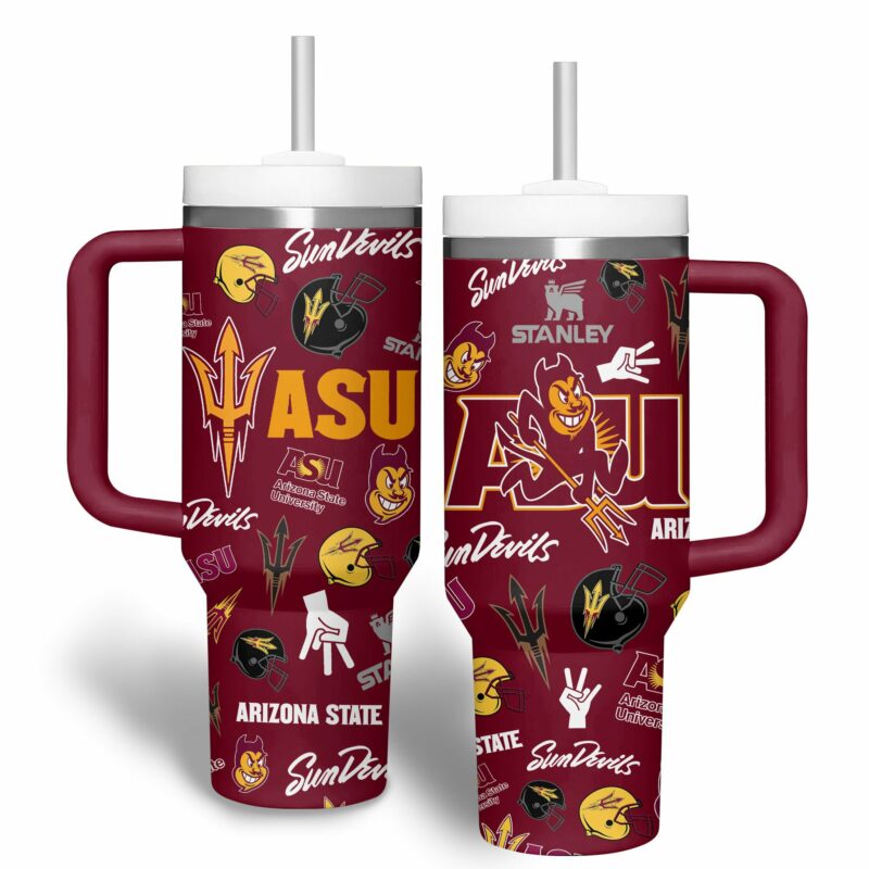 Arizona State Sun Devils NCAA Sports Custom Stanley Quencher 40oz Stainless Steel Tumbler With Handle - Threewoofs - Image 3