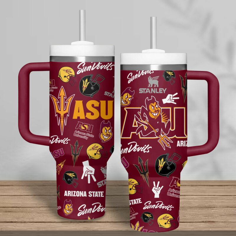 Arizona State Sun Devils NCAA Sports Custom Stanley Quencher 40oz Stainless Steel Tumbler With Handle - Threewoofs - Image 4