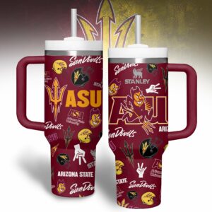 Arizona State Sun Devils NCAA Sports Custom Stanley Quencher 40oz Stainless Steel Tumbler With Handle - Threewoofs