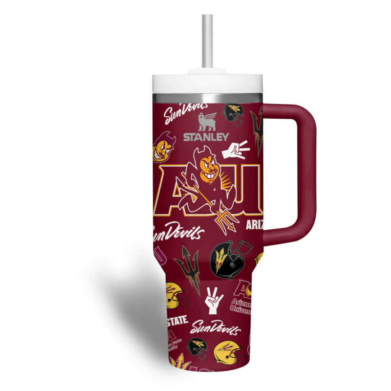 Arizona State Sun Devils NCAA Sports Custom Stanley Quencher 40oz Stainless Steel Tumbler With Handle - Threewoofs - Image 5