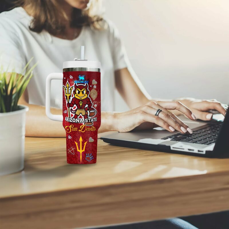 Arizona State Sun Devils NCAA Sports Custom Stanley Quencher 40oz Stainless Steel Tumbler With Handle - Threewoofs - Image 2