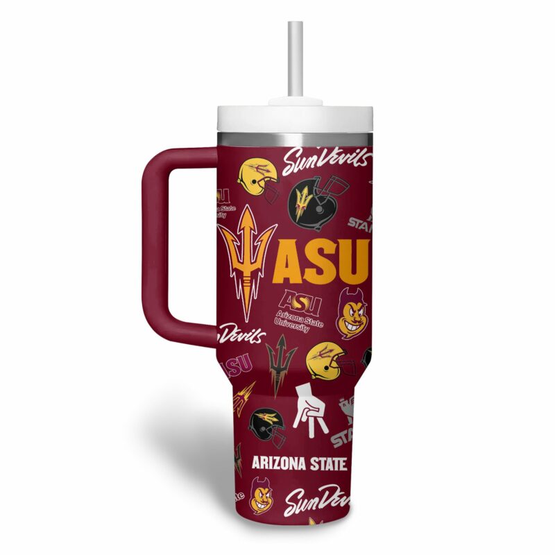Arizona State Sun Devils NCAA Sports Custom Stanley Quencher 40oz Stainless Steel Tumbler With Handle - Threewoofs - Image 2