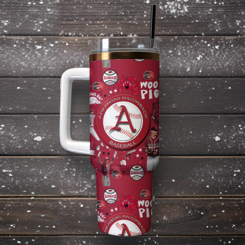 Arkansas Razorbacks NCAA Sports Custom Stanley Quencher 40oz Stainless Steel Tumbler - Threewoofs - Image 2