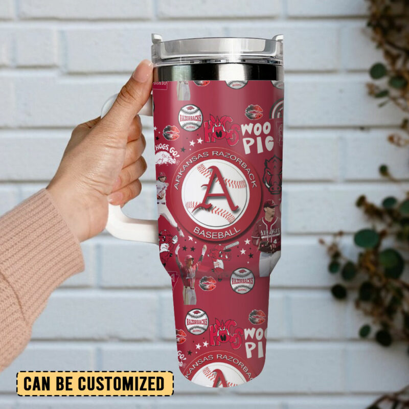Arkansas Razorbacks NCAA Sports Custom Stanley Quencher 40oz Stainless Steel Tumbler - Threewoofs - Image 5