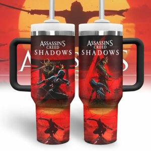 Assassin‚Äôs Creed Shadows Games Custom Stanley Quencher 40oz Stainless Steel Tumbler With Handle - Threewoofs