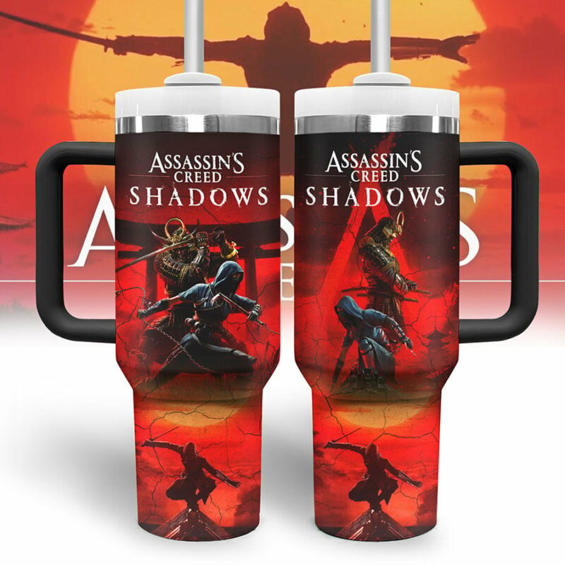 Assassin‚Äôs Creed Shadows Games Custom Stanley Quencher 40oz Stainless Steel Tumbler With Handle - Threewoofs