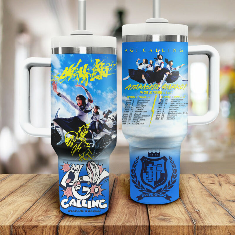 Atarashii Gakko! Music Custom Stanley Quencher 40oz Stainless Steel Tumbler With Handle - Threewoofs - Image 3