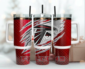 Atlanta Falcons NFL Custom Stanley Quencher 40oz Stainless Steel Tumbler With Handle - Threewoofs