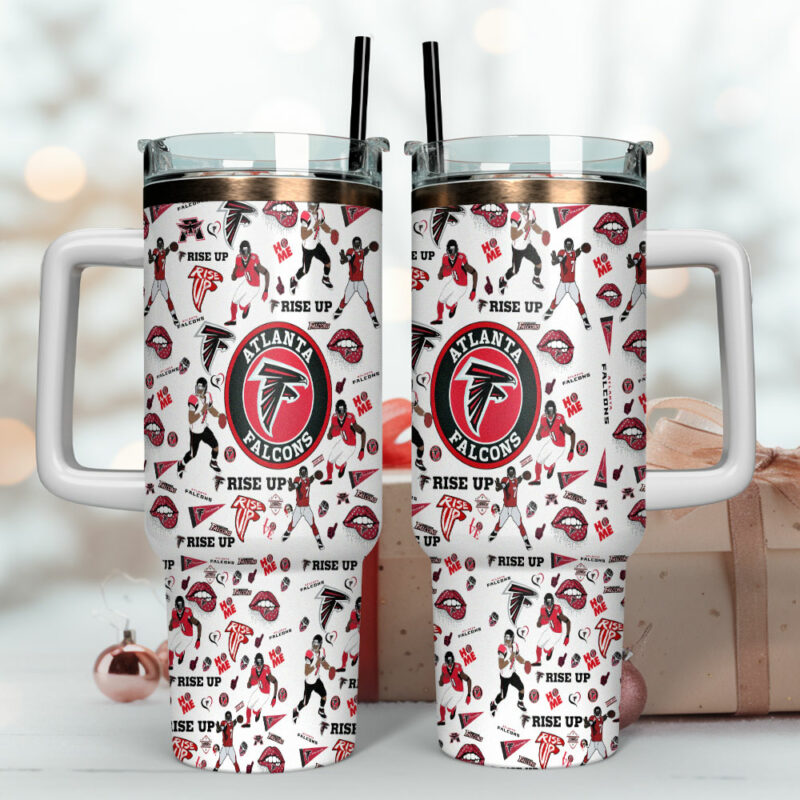 Atlanta Falcons NFL Custom Stanley Quencher 40oz Stainless Steel Tumbler With Handle - Threewoofs - Image 4