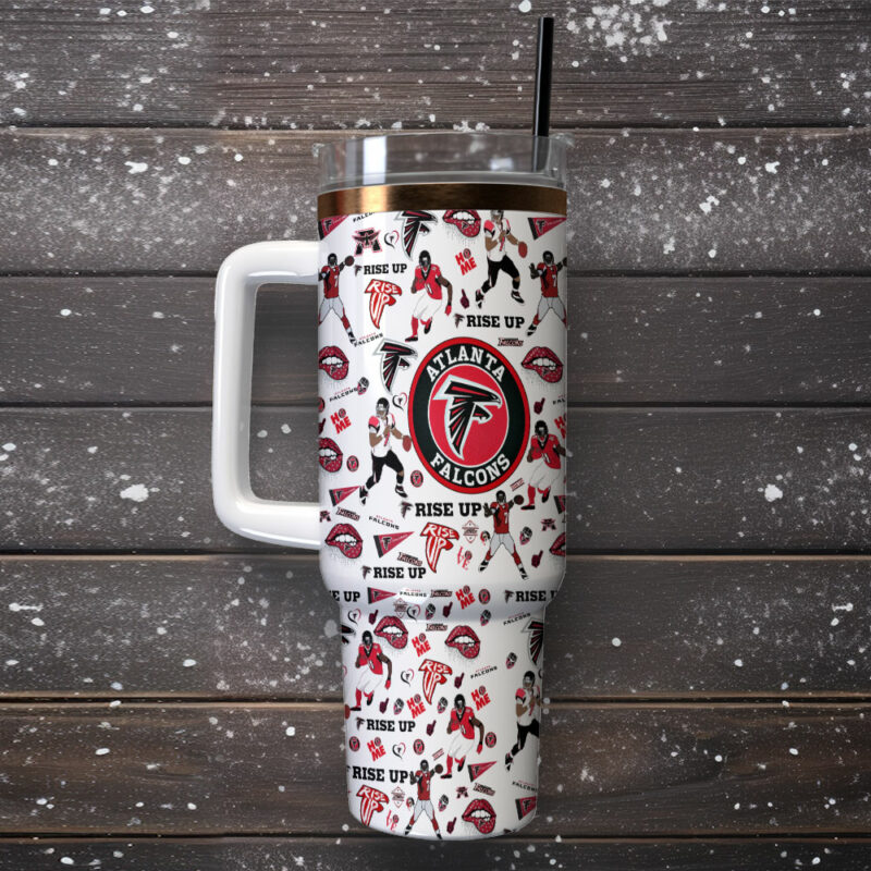 Atlanta Falcons NFL Custom Stanley Quencher 40oz Stainless Steel Tumbler With Handle - Threewoofs - Image 2