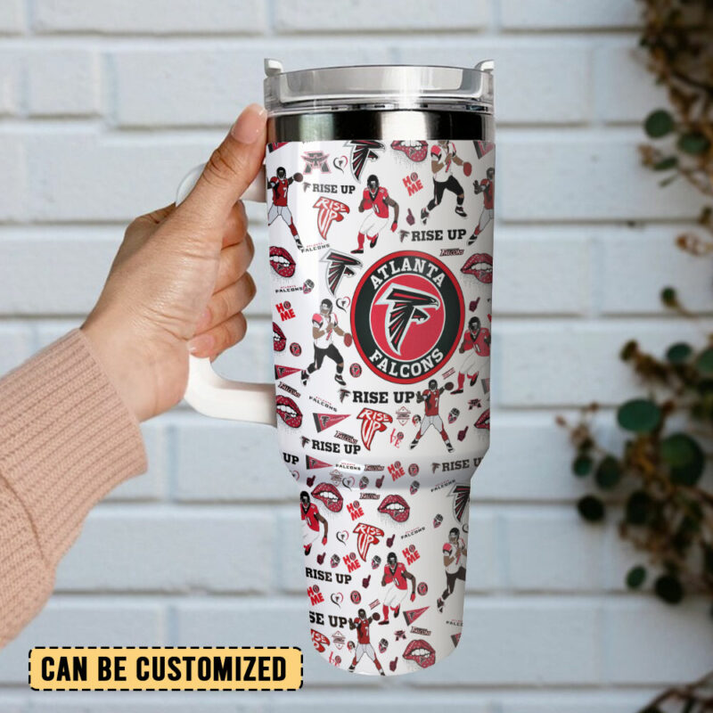 Atlanta Falcons NFL Custom Stanley Quencher 40oz Stainless Steel Tumbler With Handle - Threewoofs - Image 3