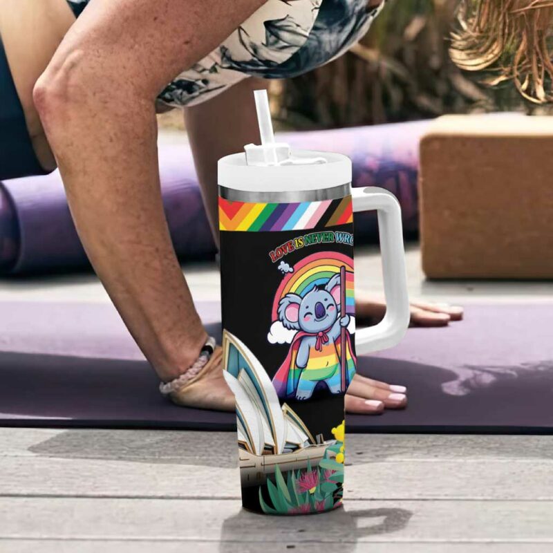 Aussia Pride Month Rainbow Koala Custom Stanley Quencher 40oz Stainless Steel Tumbler With Handle - Threewoofs - Image 6