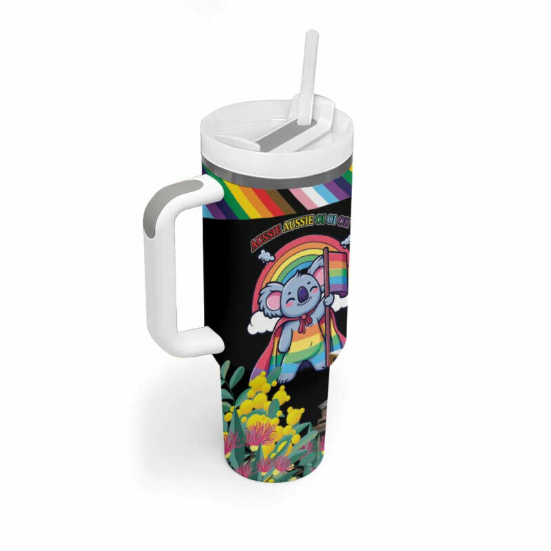 Aussia Pride Month Rainbow Koala Custom Stanley Quencher 40oz Stainless Steel Tumbler With Handle - Threewoofs - Image 3