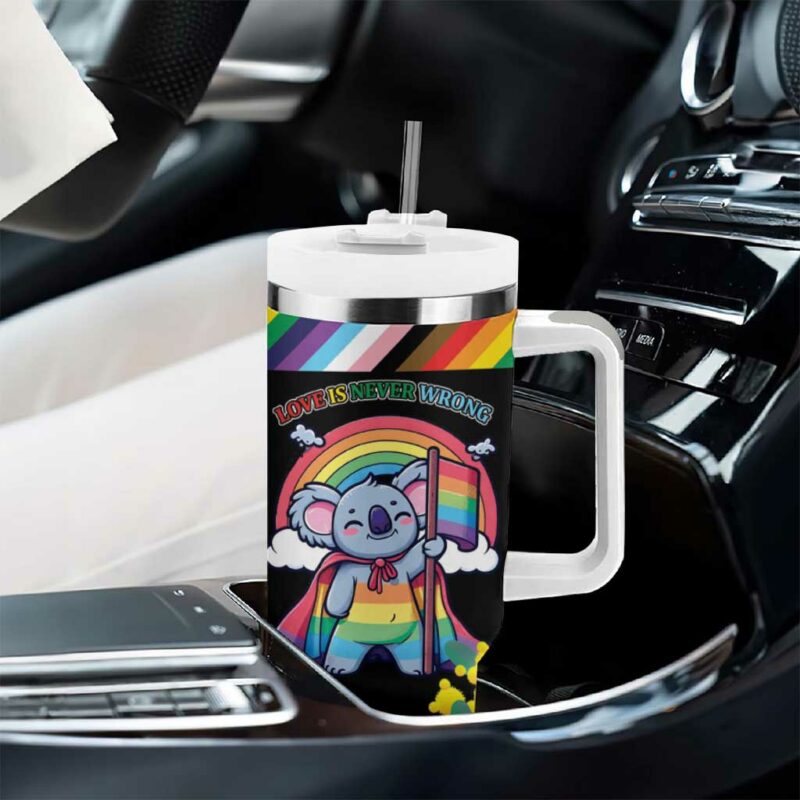 Aussia Pride Month Rainbow Koala Custom Stanley Quencher 40oz Stainless Steel Tumbler With Handle - Threewoofs - Image 8