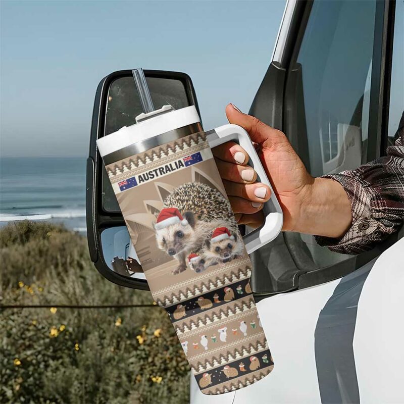 Aussie Echidna Merry Christmas Custom Stanley Quencher 40oz Stainless Steel Tumbler With Handle - Threewoofs - Image 7