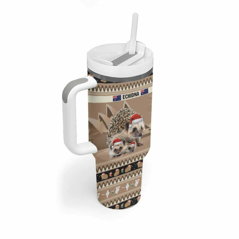 Aussie Echidna Merry Christmas Custom Stanley Quencher 40oz Stainless Steel Tumbler With Handle - Threewoofs - Image 3