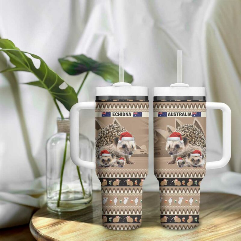 Aussie Echidna Merry Christmas Custom Stanley Quencher 40oz Stainless Steel Tumbler With Handle - Threewoofs - Image 9
