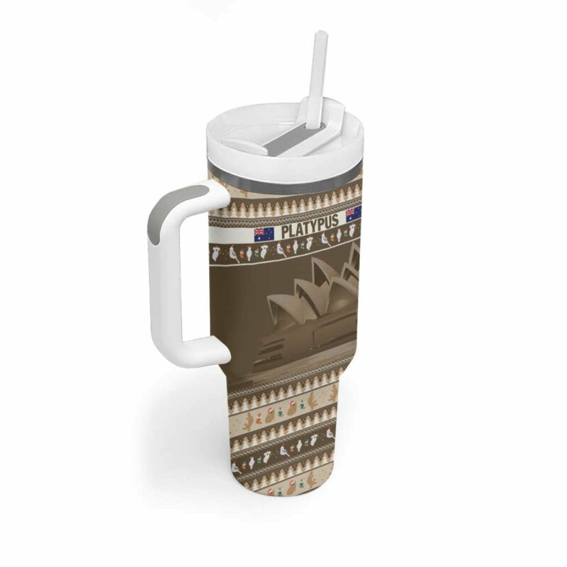 Aussie Platypus Merry Christmas Custom Stanley Quencher 40oz Stainless Steel Tumbler With Handle - Threewoofs - Image 3